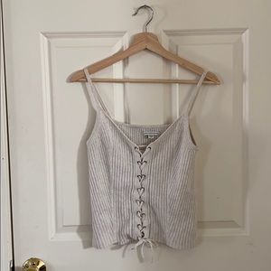 AE Oatmeal Lace Front Sweater Tank